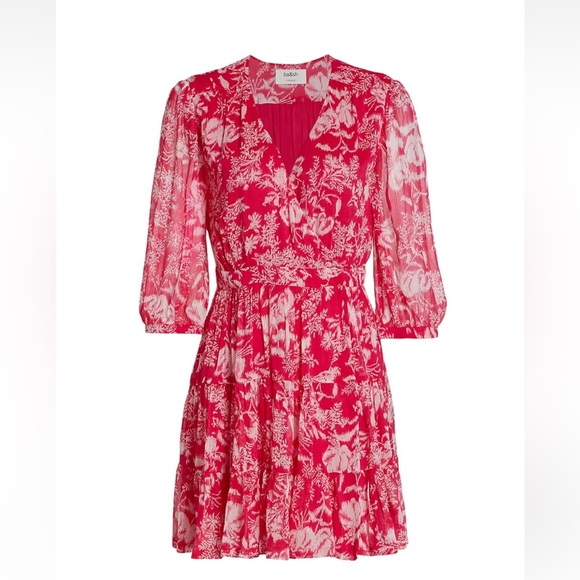 NEW BA&SH Ulia Printed Surplice Mini Dress - Picture 2 of 5